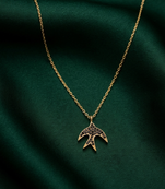 925 sterling silver gold-plated bird pendant necklace with textured detailing for women