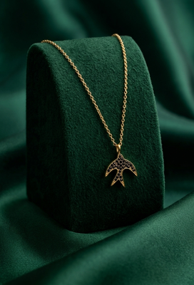 925 sterling silver gold-plated bird pendant necklace with textured detailing for women 2