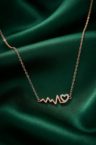 rose gold heartbeat necklace in 925 sterling silver | minimalist love pendant