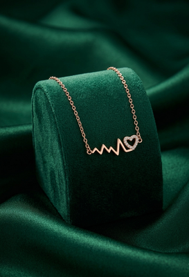 rose gold heartbeat necklace in 925 sterling silver | minimalist love pendant 2