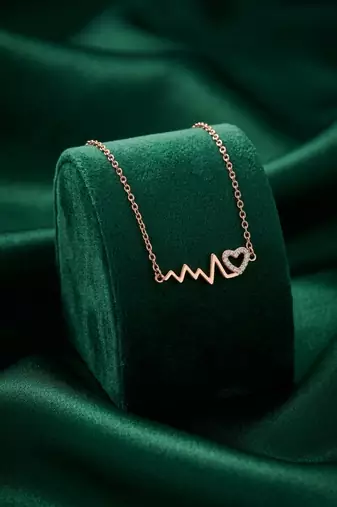 rose gold heartbeat necklace in 925 sterling silver | minimalist love pendant