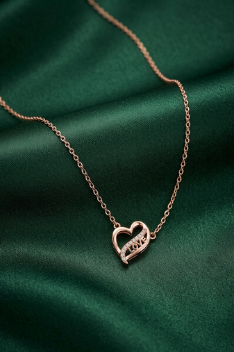 rose gold love heart necklace in 925 sterling silver | elegant romantic pendant for women