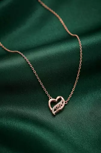 rose gold love heart necklace in 925 sterling silver | elegant romantic pendant for women