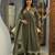 olive green cotton anarkali set 