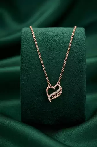 rose gold love heart necklace in 925 sterling silver | elegant romantic pendant for women