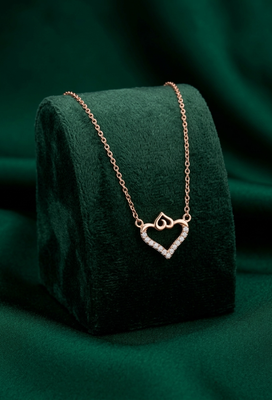 rose gold double heart necklace in 925 sterling silver | elegant minimalist love pendant for women 1