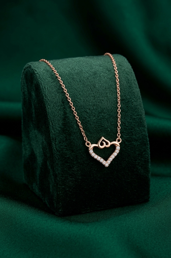 rose gold double heart necklace in 925 sterling silver | elegant minimalist love pendant for women