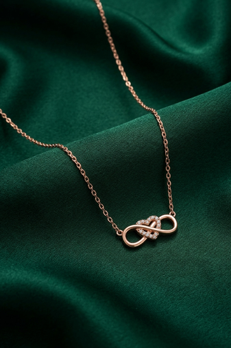 rose gold infinity heart necklace in 925 sterling silver | elegant love symbol pendant for women