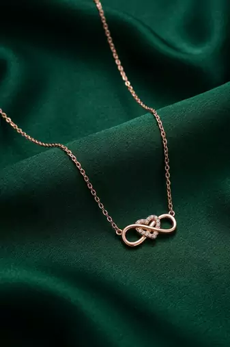 rose gold infinity heart necklace in 925 sterling silver | elegant love symbol pendant for women