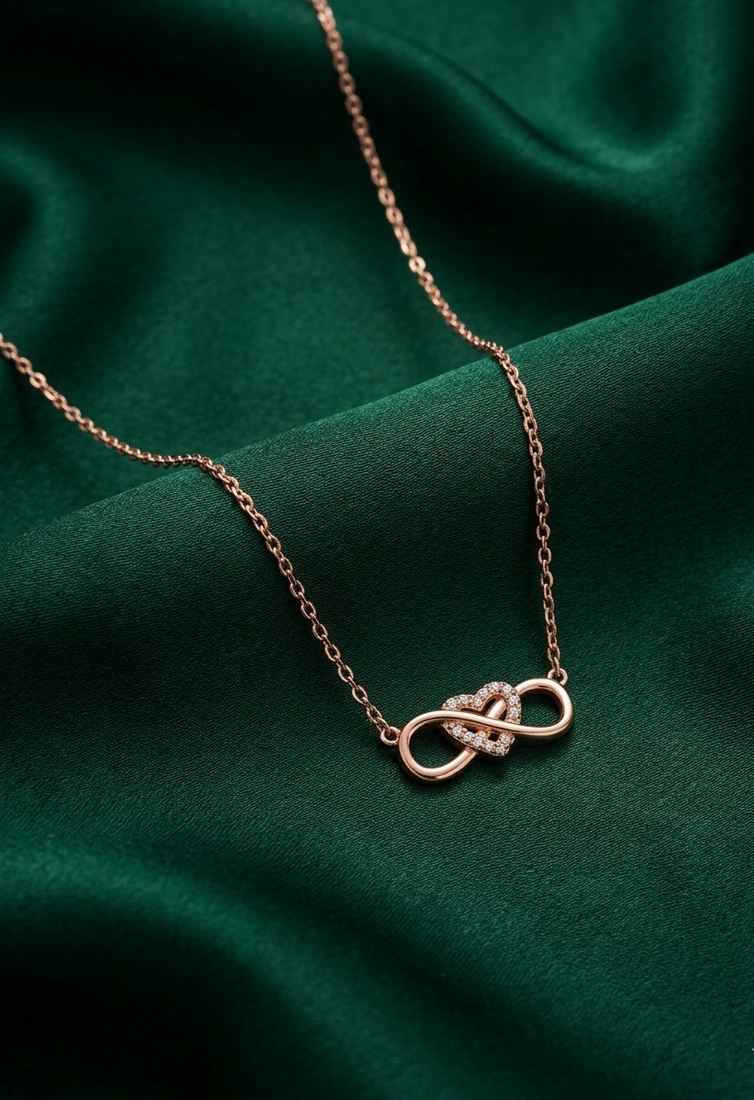 rose gold infinity heart necklace in 925 sterling silver | elegant love symbol pendant for women