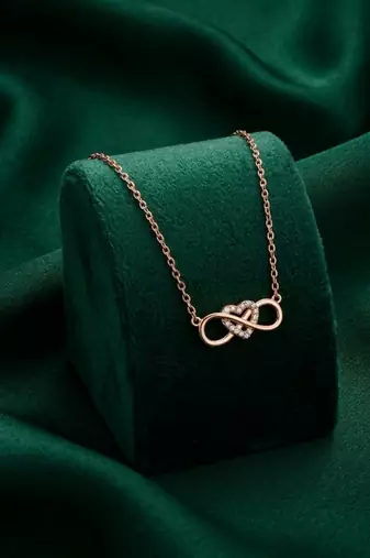 rose gold infinity heart necklace in 925 sterling silver | elegant love symbol pendant for women