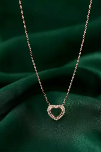 rose gold halo heart necklace in 925 sterling silver | elegant sparkling love pendant for women