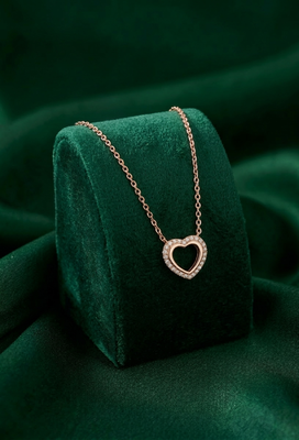 rose gold halo heart necklace in 925 sterling silver | elegant sparkling love pendant for women 2