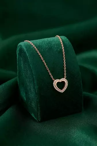 rose gold halo heart necklace in 925 sterling silver | elegant sparkling love pendant for women