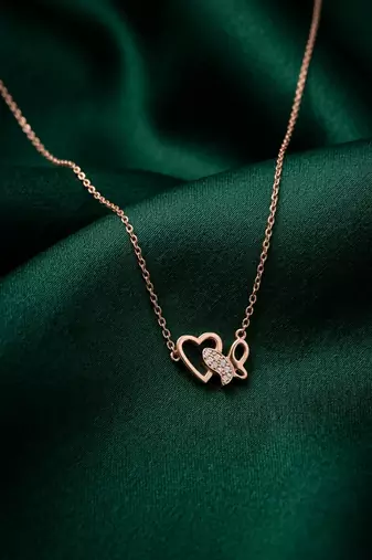 rose gold interlocking heart necklace in 925 sterling silver | elegant love knot pendant for women