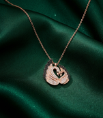 rose gold swan heart necklace in 925 sterling silver | elegant couple swan pendant for women