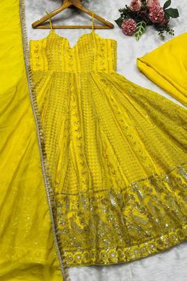 Teby organza gown with zari & sequins sharara set 4