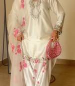 Japan satin designer top, farshi salwar & organza dupatta