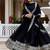 Elegant black faux blooming gown & sequins dupatta