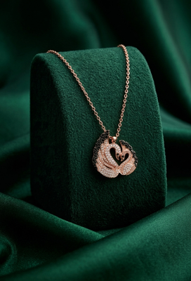 rose gold swan heart necklace in 925 sterling silver | elegant couple swan pendant for women 2