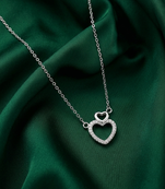 925 sterling silver double heart pendant necklace for women