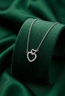 925 sterling silver double heart pendant necklace for women 2