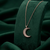 rose gold crescent moon necklace in 925 sterling silver | elegant sparkling moon pendant for women
