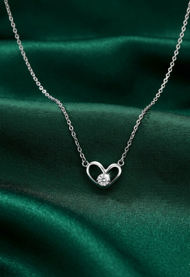 925 sterling silver heart pendant necklace with sparkling stone for women 1