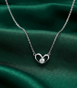 925 sterling silver heart pendant necklace with sparkling stone for women