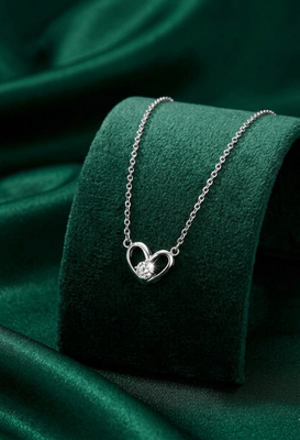 925 sterling silver heart pendant necklace with sparkling stone for women 2
