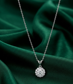 925 sterling silver sparkling floral cluster pendant necklace for women