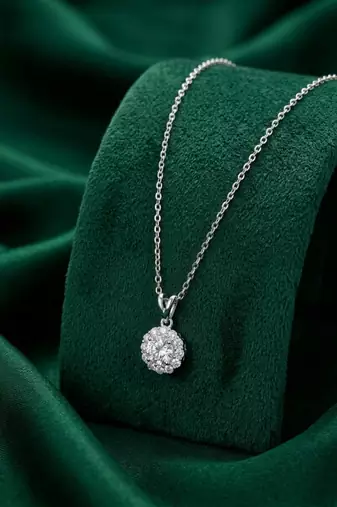 925 sterling silver sparkling floral cluster pendant necklace for women
