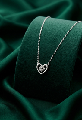 925 sterling silver heart pendant necklace with floral sparkle design for women 2