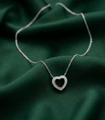 925 sterling silver open heart pendant necklace with sparkling border for women
