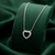 925 sterling silver open heart pendant necklace with sparkling border for women