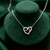925 sterling silver double heart pendant necklace with sparkling finish for women