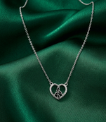 925 sterling silver heart pendant necklace with leaf design for women