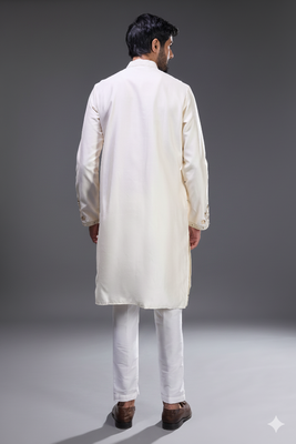 cream mirror embroidered silk kurta pant set 4