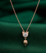rose gold cat charm necklace in 925 sterling silver | cute crystal pendant necklace for women