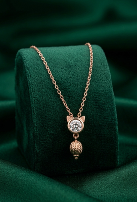 rose gold cat charm necklace in 925 sterling silver | cute crystal pendant necklace for women 2