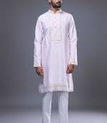 blush pink embroidered silk kurta pant set