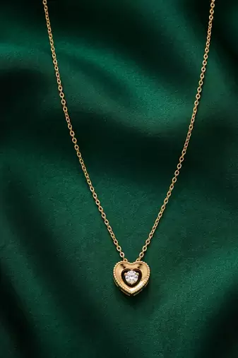 925 sterling silver gold-plated heart pendant necklace with crystal accent for women