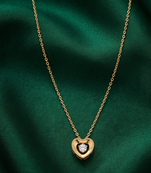 925 sterling silver gold-plated heart pendant necklace with crystal accent for women