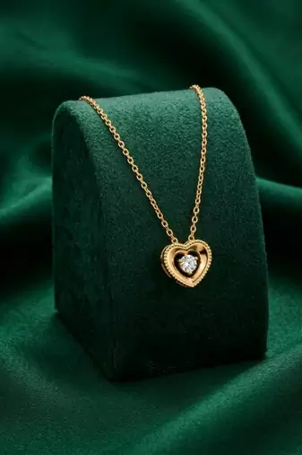 925 sterling silver gold-plated heart pendant necklace with crystal accent for women