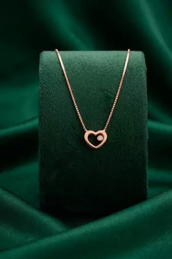 rose gold minimal heart necklace in 925 sterling silver | elegant solitaire love pendant for women