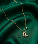 925 sterling silver gold-plated moon & star pendant necklace with crystal drop for women