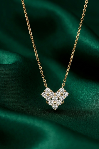 rose gold floral cluster necklace in 925 sterling silver | elegant sparkling flower pendant for women