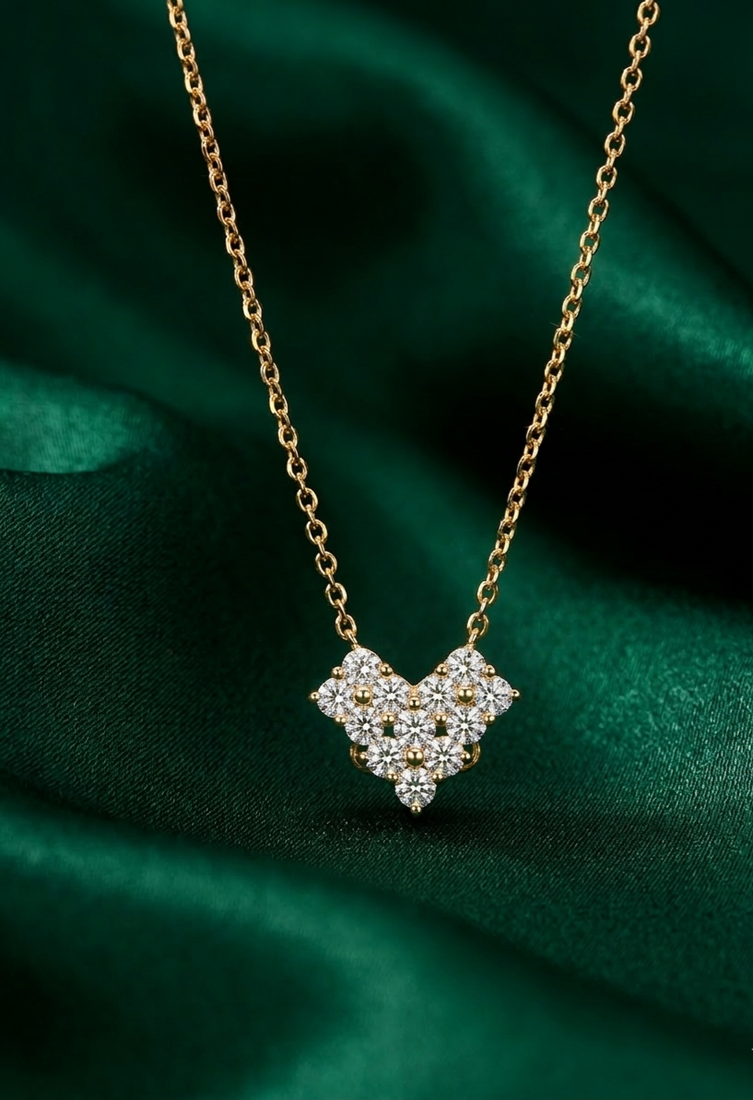 rose gold floral cluster necklace in 925 sterling silver | elegant sparkling flower pendant for women