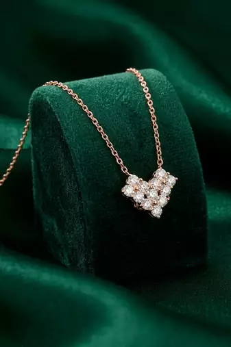 rose gold floral cluster necklace in 925 sterling silver | elegant sparkling flower pendant for women