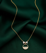 925 sterling silver gold-plated bow & circle pendant necklace with crystal detailing for women